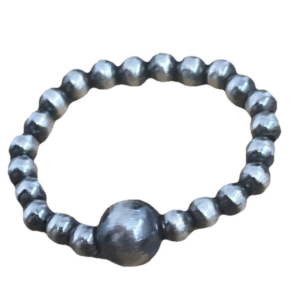 Southwest Style Sterling Silver Desert Pearl Stretch Stretchy Ring Size 8.5